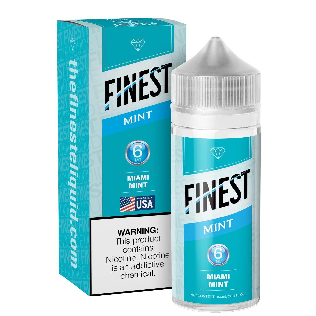 Finest E-Liquid 100mL (Freebase) - Miami Mint with packaging