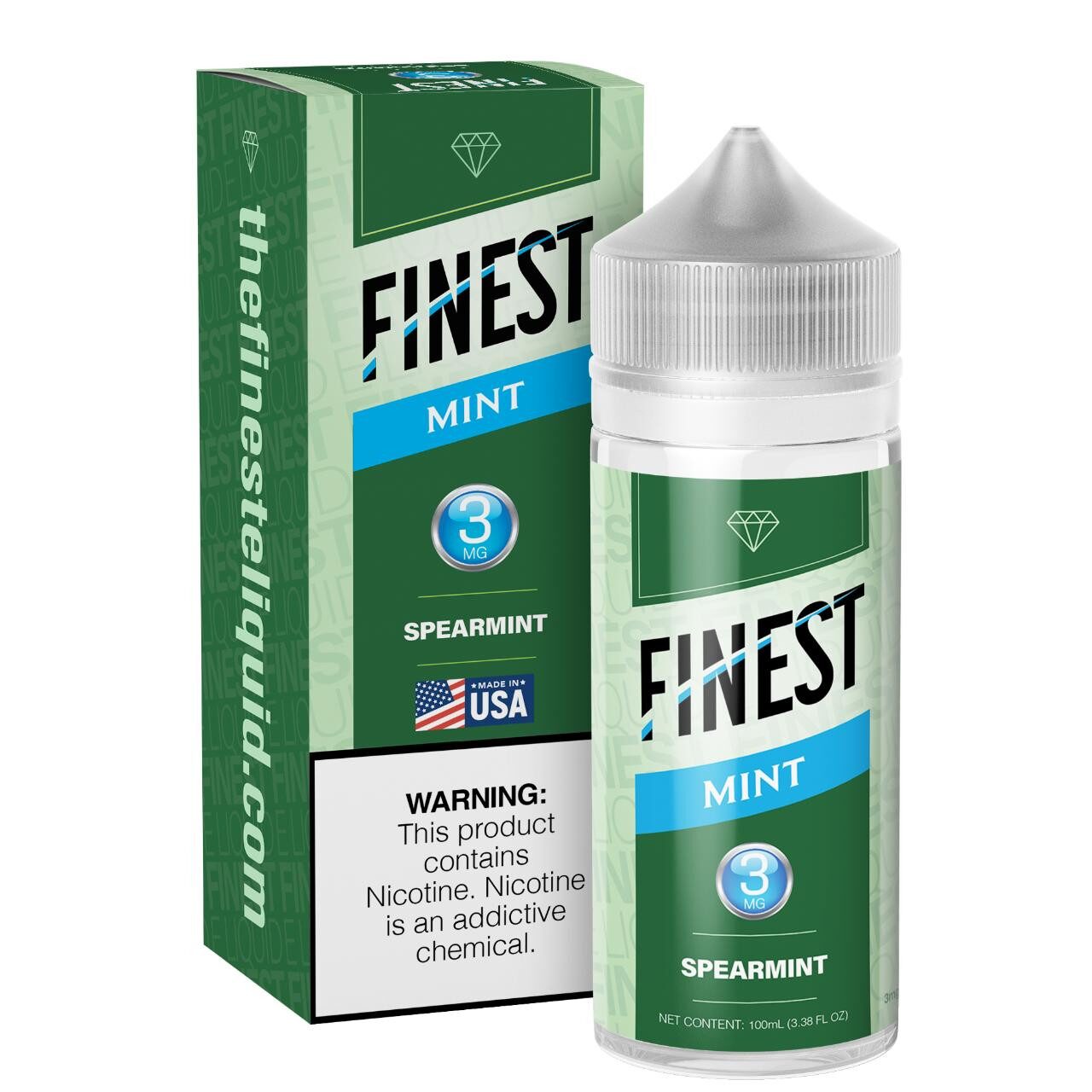 Finest E-Liquid 100mL (Freebase) - Spearmint with packaging