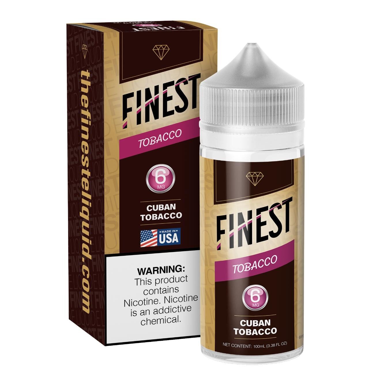Finest E-Liquid 100mL (Freebase) - Cuban Tobacco with packaging
