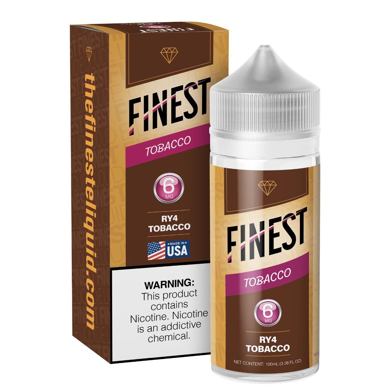 Finest E-Liquid 100mL (Freebase) - RY4 Tobacco with packaging