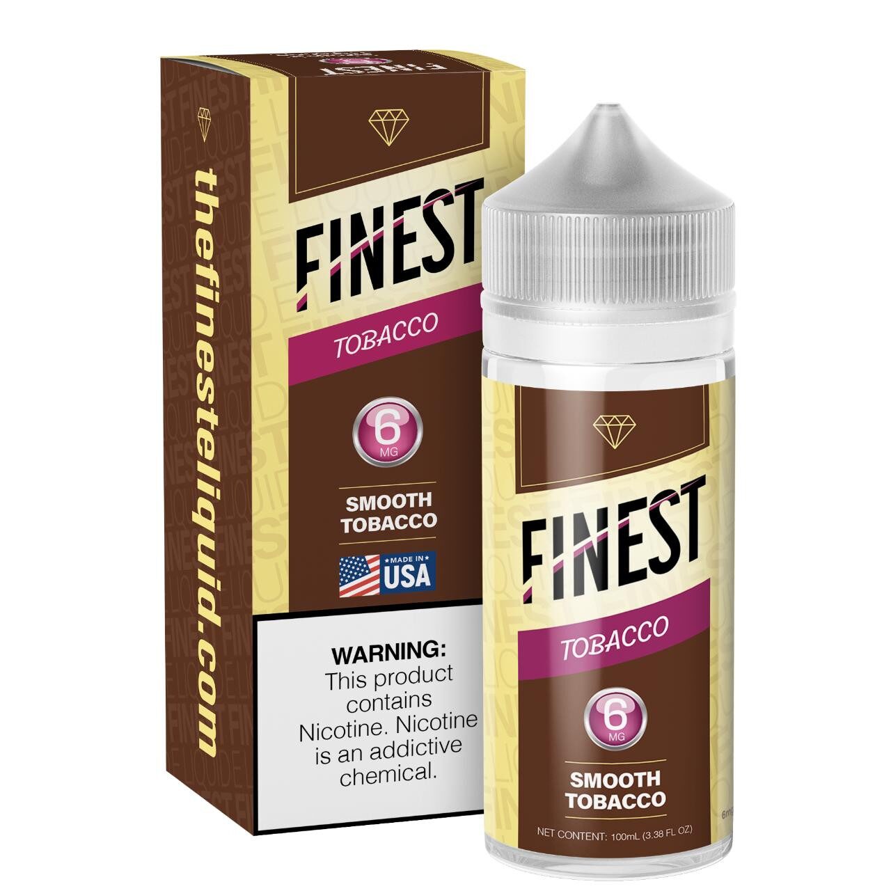 Finest E-Liquid 100mL (Freebase) - Smooth Tobacco with packaging