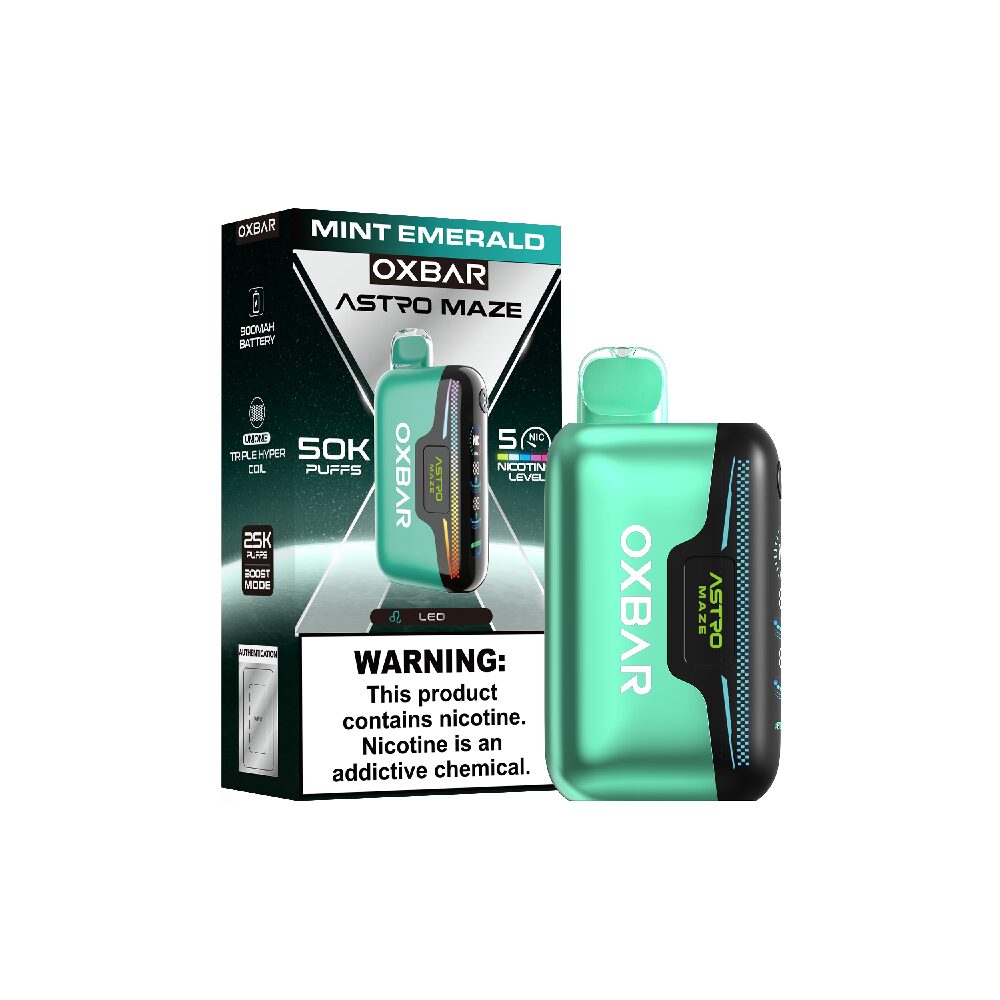 Oxbar Astro Maze (Dispo)(50000Puff)(14mL) - Mint Emerald with packaging