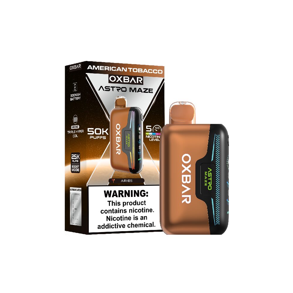 Oxbar Astro Maze (Dispo)(50000Puff)(14mL) - American Tobacco with packaging