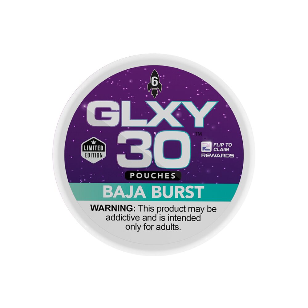 GLXY – DSPLY 5pc- Nic Pouch- 30ct Can- SAS- Baja Burst