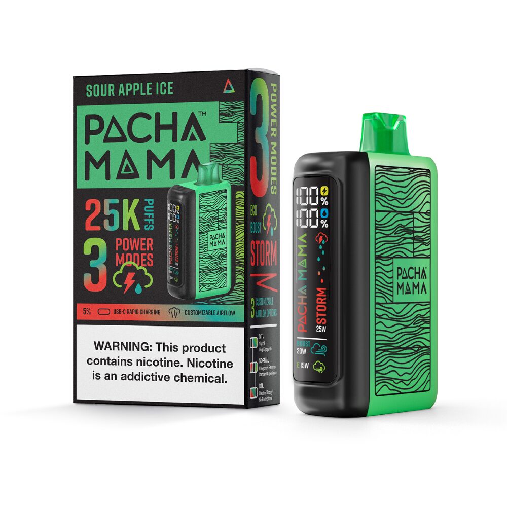 Pachamama 25k – Dispo- 25000Puff- 20mL | Sour Apple Ice with Packaging
