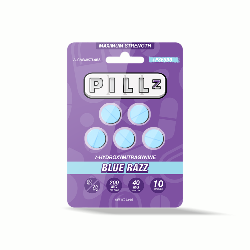 Pillz (Kratom)(Tablets)(200mg 5-Pack)-Blue Razz