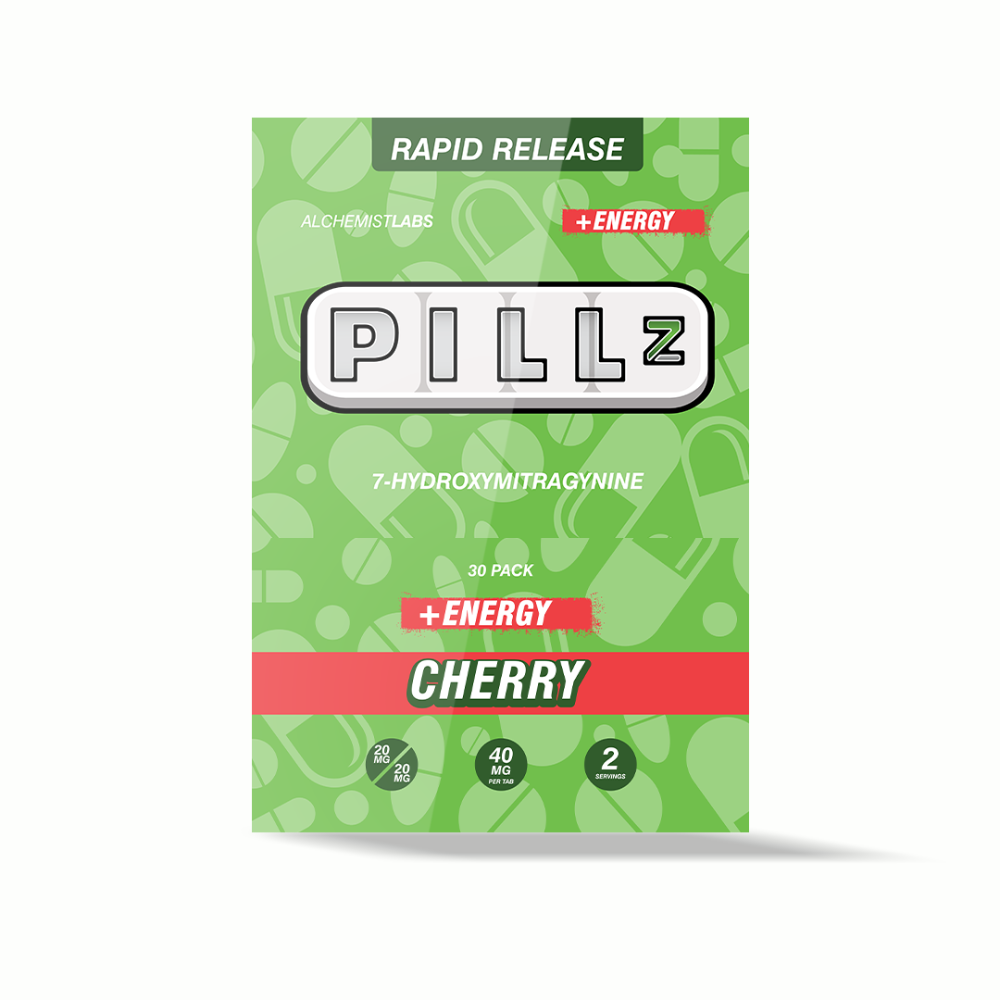 Pillz (DISPLY 30pc)(Kratom)(Tablets)(40mg 1ct Pouch)-Cherry
