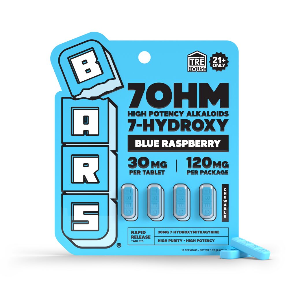 BARS x TreHouse 7OHM (Kratom)(30mg 4ct Tablet) 7 Hydroxy - Blue Raspberry