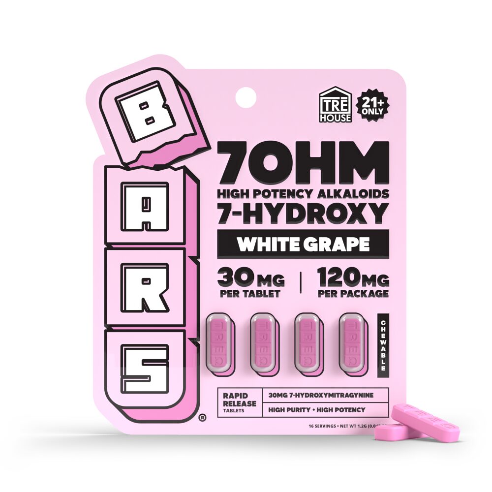 BARS x TreHouse 7OHM (Kratom)(30mg 4ct Tablet) 7 Hydroxy - White Grape