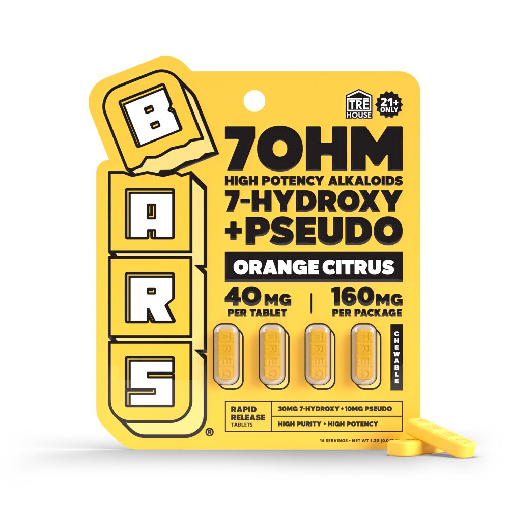 BARS x TreHouse 7OHM (Kratom)(30mg 4ct Tablet) 7 Hydroxy - Orange Citrus (7 Hydroxy + Pseudo)