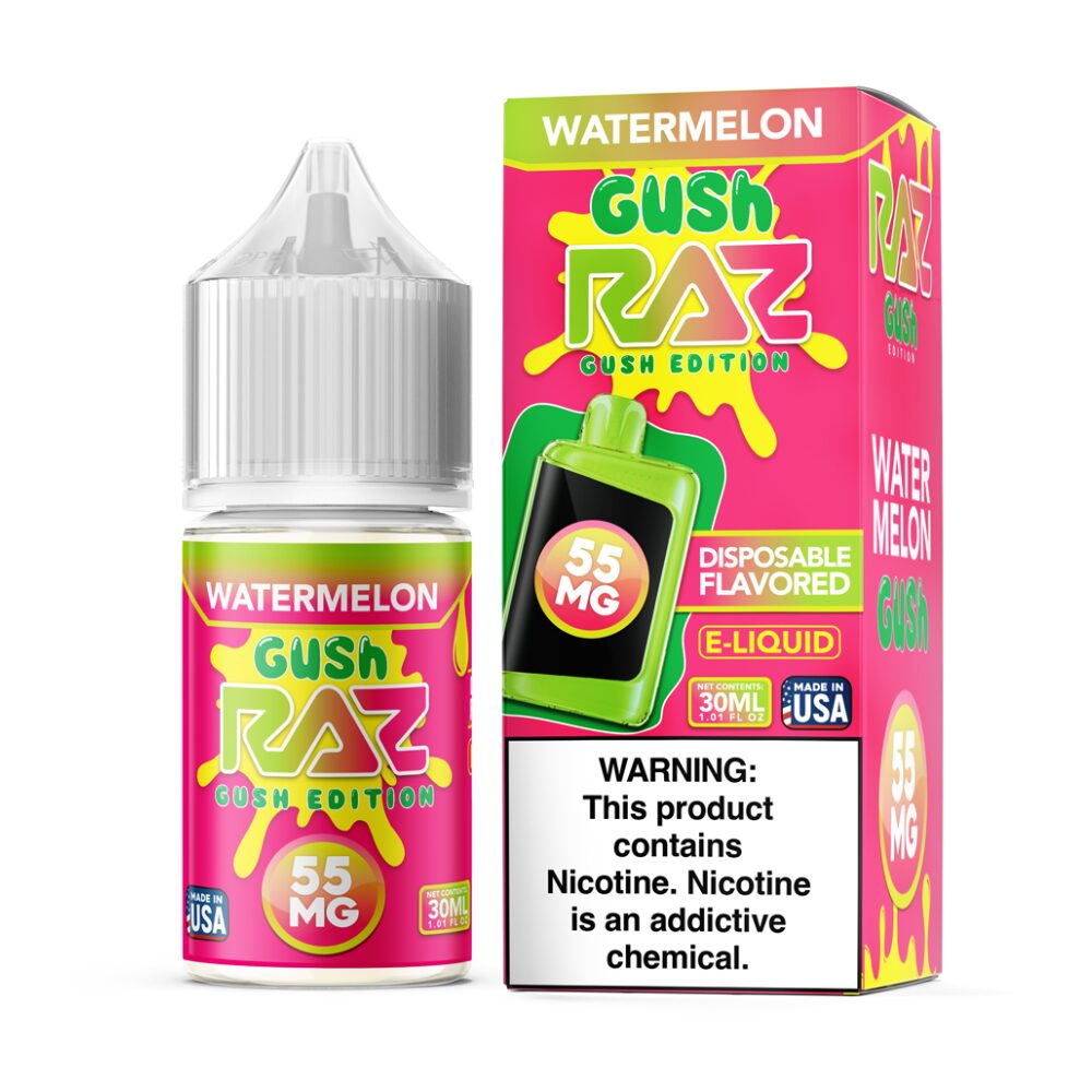 Pod Juice + RAZ Disposables Collab Salt E-Liquid 30mL (Salt Nic) - Watermelon Gush with packaging