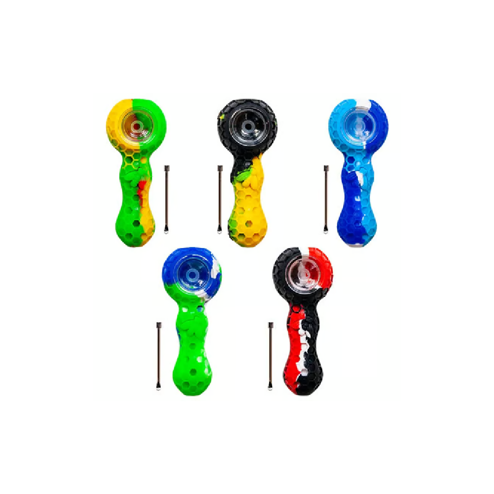 Non branded (Hand Pipe)(5-Pack) SHP55 Silicone Spoon Pipe - Bee Design (SAS)