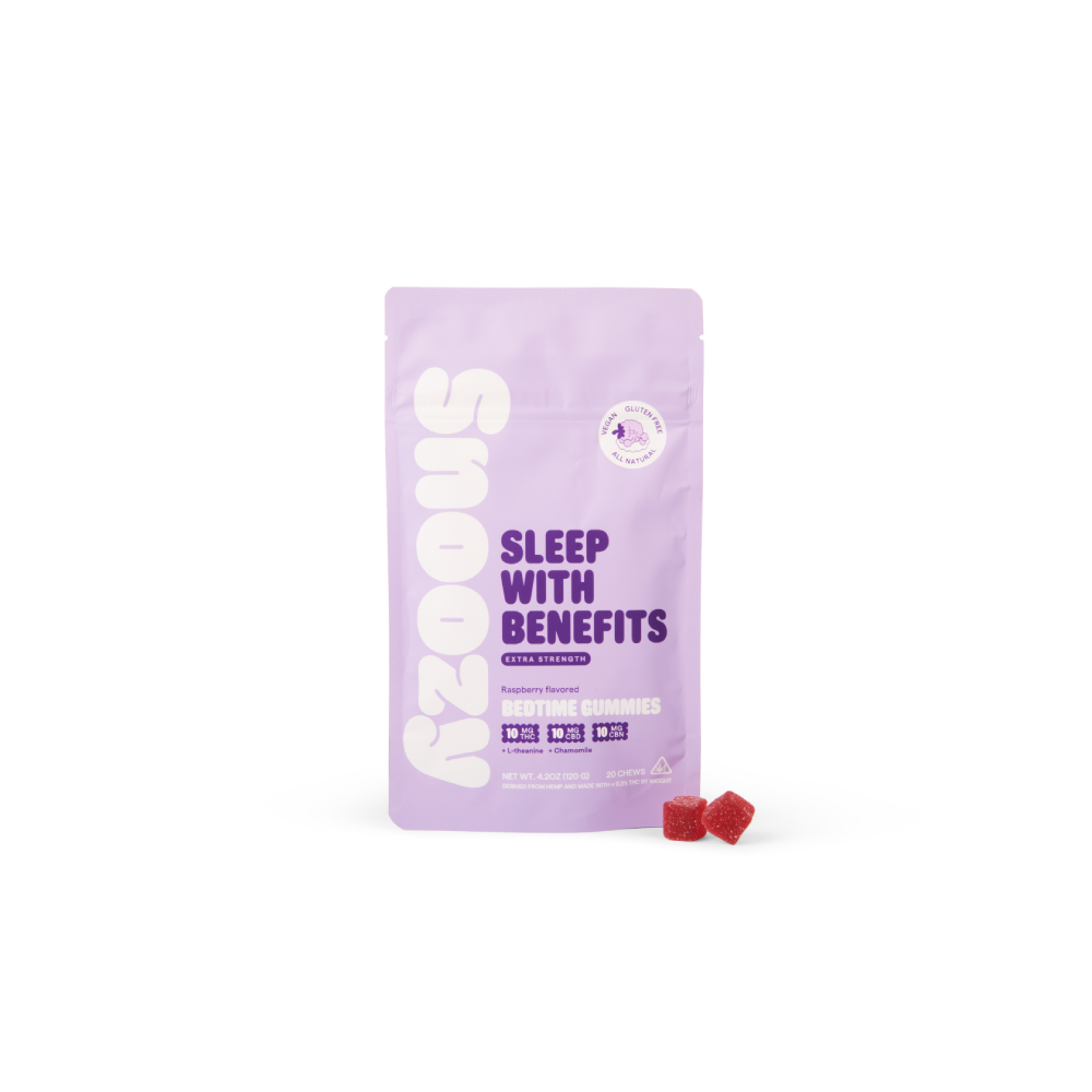 Snoozy (Delta)(Gummies)(20ct Pouch) D9 -  Raspberry (Sleep with Benefits Extra Strength)