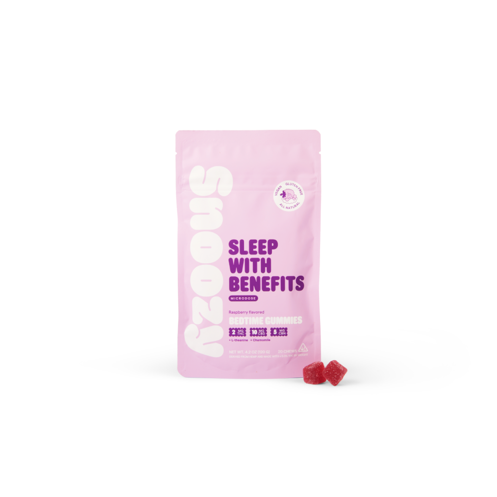 Snoozy (Delta)(Gummies)(20ct Pouch) D9 -  Raspberry (Sleep with Benefits Microdose)