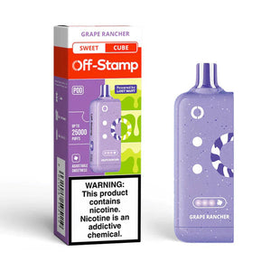 Off-Stamp X-Cube 25000 Pod(5 Pack) Grape Rancher with packaging