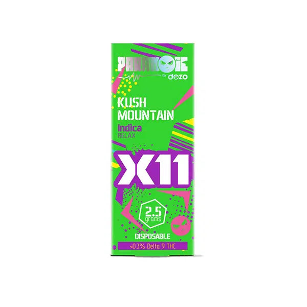 Paranoic – X11 Live Resin + Delta 11 + HHC + THCP + THCJD Disposable 2.5g | Kush Mountain Indica with Packaging