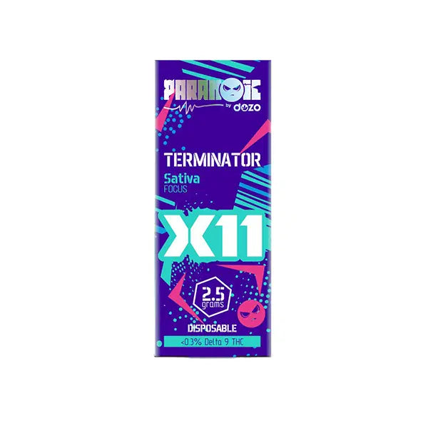 Paranoic – X11 Live Resin + Delta 11 + HHC + THCP + THCJD Disposable 2.5g | Terminator Sativa with Packaging
