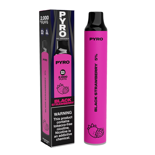 Pyro Disposable 2000 Puffs 6mL 50mg | MOQ 10 | Black Strawberry with Packaging