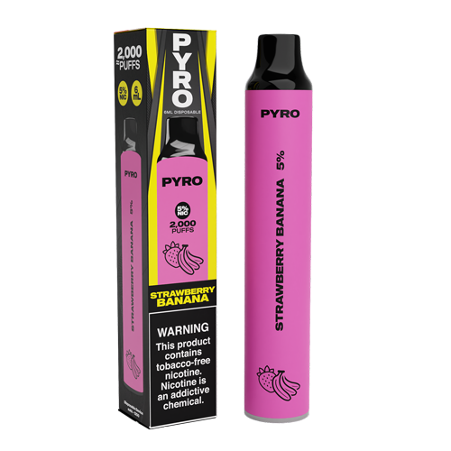 Pyro Disposable 2000 Puffs 6mL 50mg | MOQ 10 | Strawberry Banana with Packaging