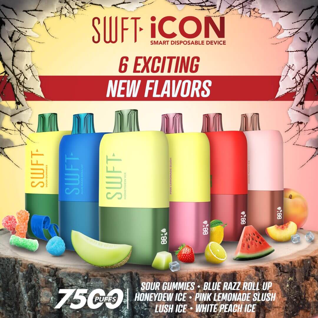 SWFT Icon Disposable | 7500 Puffs | 17mL | 5% | 50Mg | MOQ 10 | Group Photo