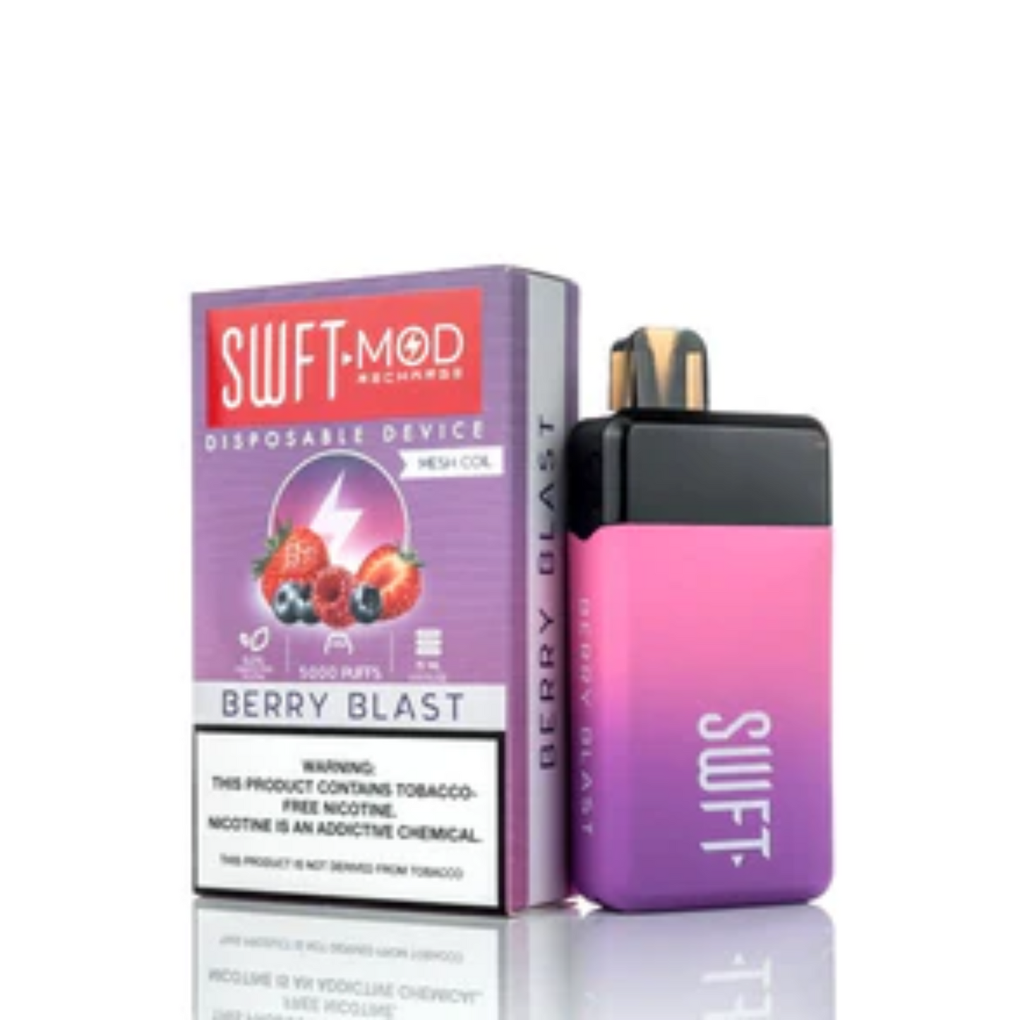SWFT Mod Disposable | 5000 Puffs | 15mL | 50mg | MOQ 10 | Berry Blast with Packaging