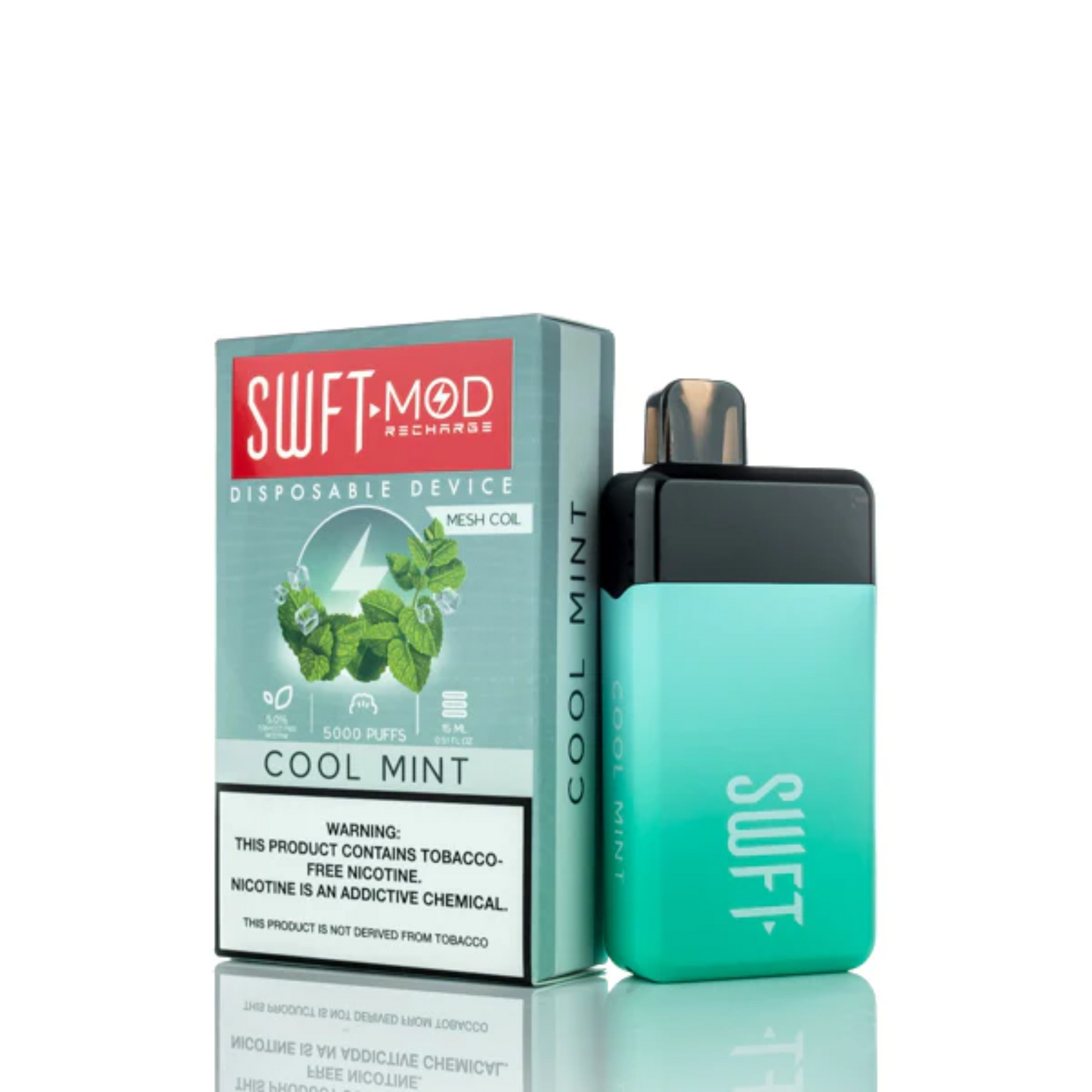 SWFT Mod Disposable | 5000 Puffs | 15mL | 50mg | MOQ 10 | Cool Mint with Packaging