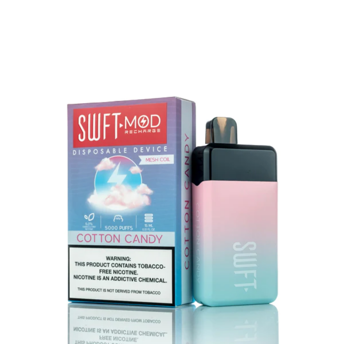SWFT Mod Disposable | 5000 Puffs | 15mL | 50mg | MOQ 10 | Cotton Candy with Packaging