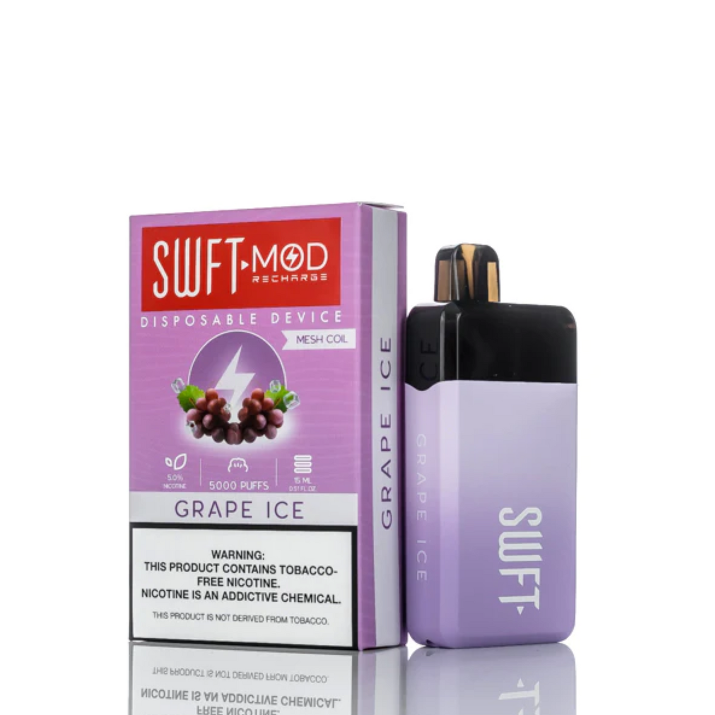 SWFT Mod Disposable | 5000 Puffs | 15mL | 50mg | MOQ 10 | Grape Ice with Packaging
