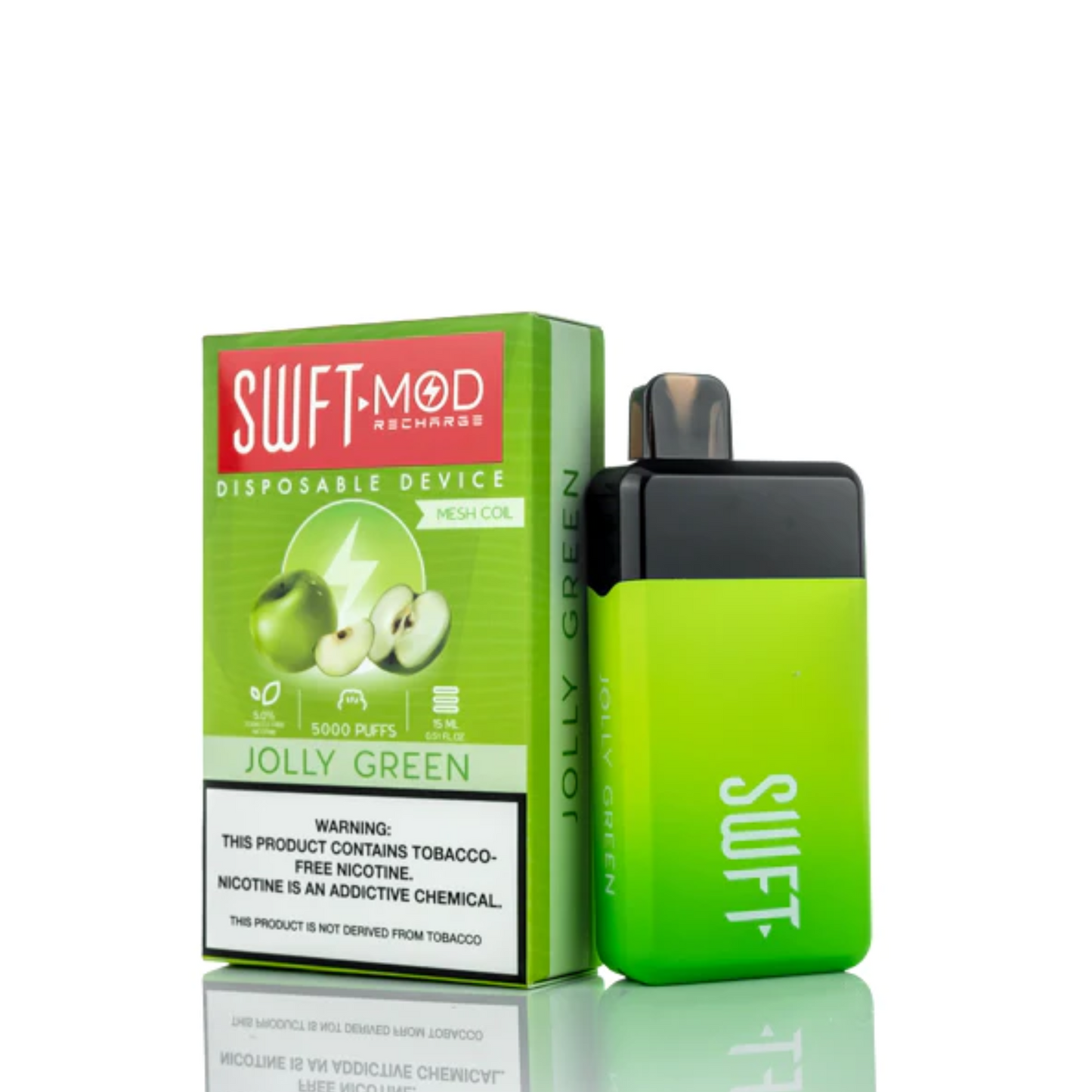 SWFT Mod Disposable | 5000 Puffs | 15mL | 50mg | MOQ 10 | Jolly Green with Packaging