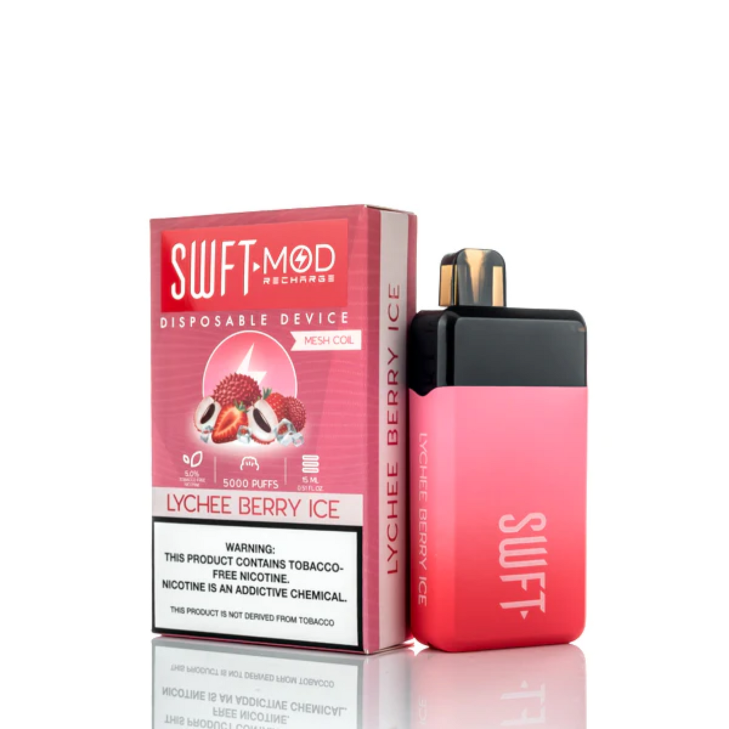 SWFT Mod Disposable | 5000 Puffs | 15mL | 50mg | MOQ 10 | Lychee Berry Ice with Packaging