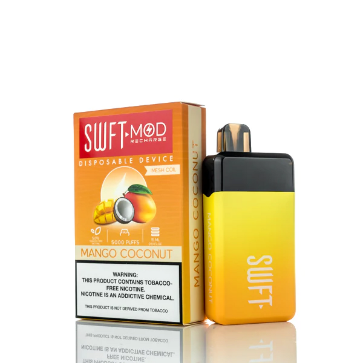SWFT Mod Disposable | 5000 Puffs | 15mL | 50mg | MOQ 10 | Mango Coconut with Packaging