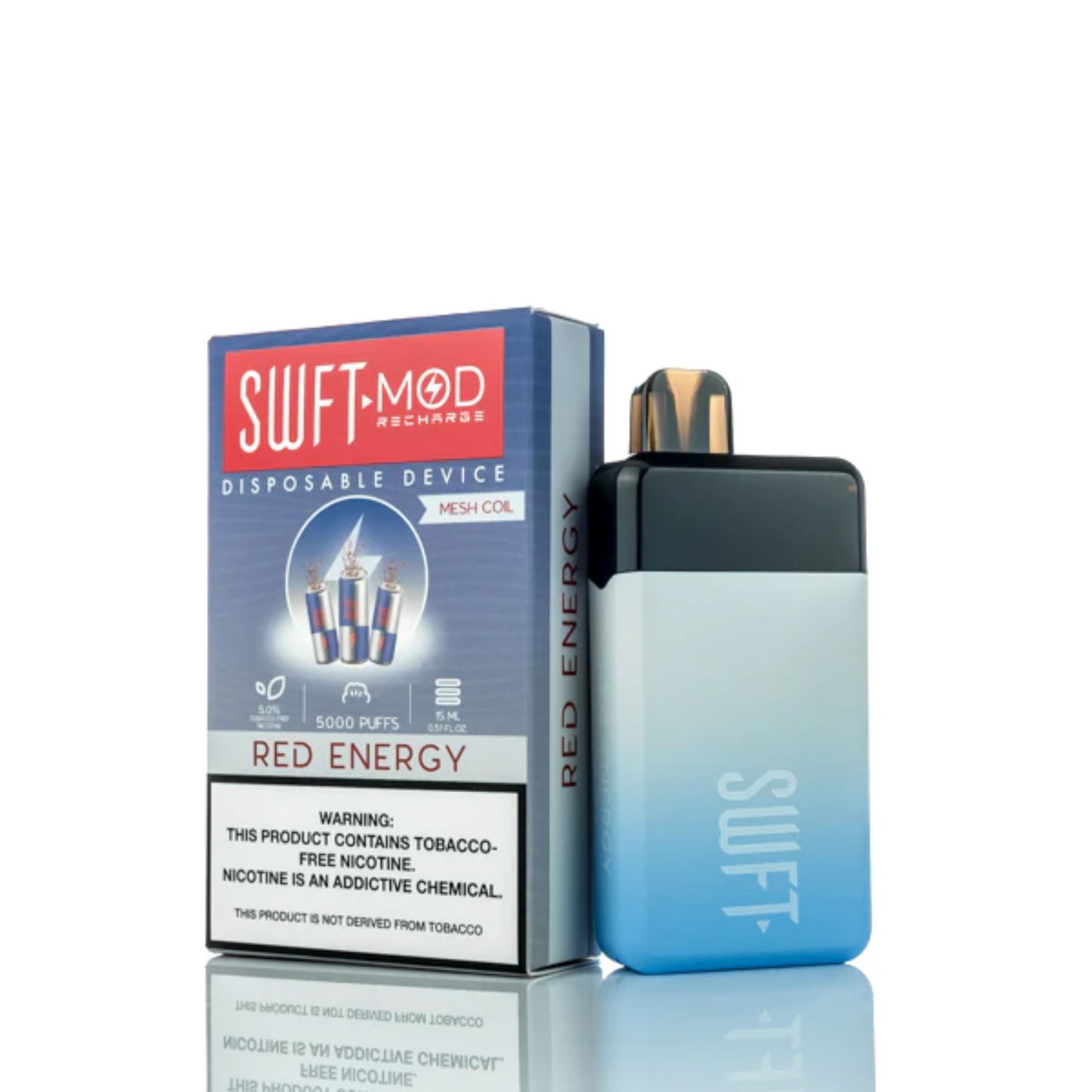 SWFT Mod Disposable | 5000 Puffs | 15mL | 50mg | MOQ 10 | Red Energy with Packaging