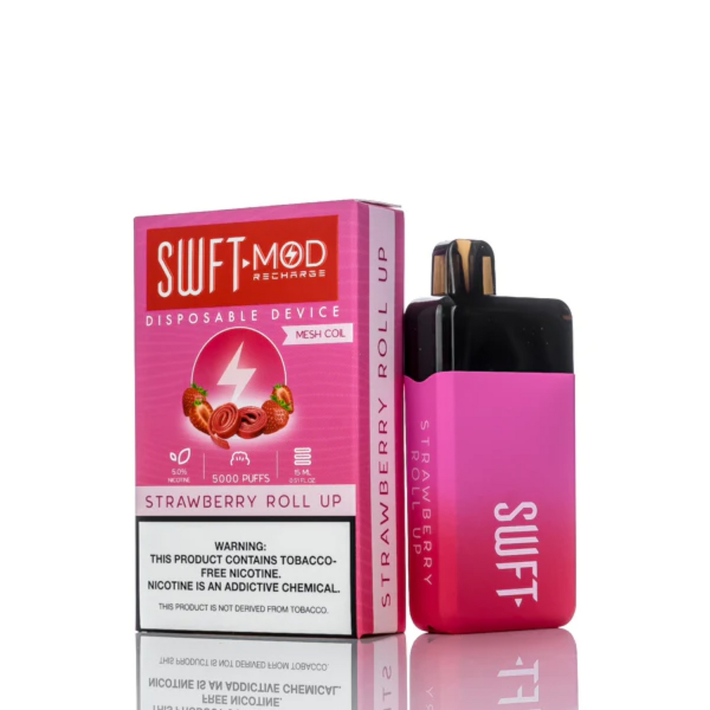 SWFT Mod Disposable | 5000 Puffs | 15mL | 50mg | MOQ 10 | Strawberry Roll Up with Packaging