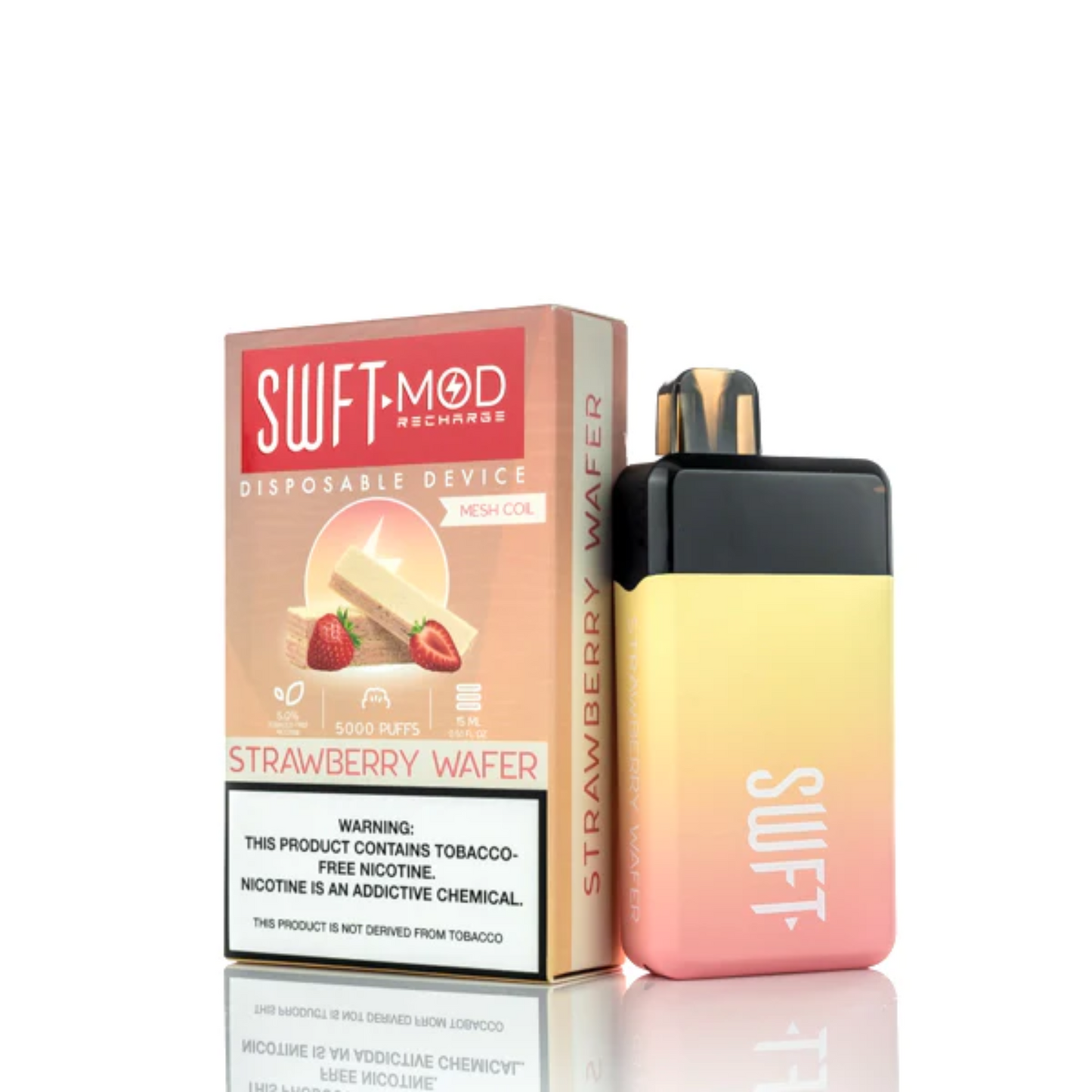 SWFT Mod Disposable | 5000 Puffs | 15mL | 50mg | MOQ 10 | Strawberry Wafer with Packaging