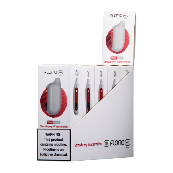 FLONQ Max Smart Disposable | 10000 Puffs | 14mL | 20mg | MOQ 5 | Strawberry Watermelon 5 Packs with packaging