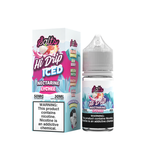 Hi-Drip Salt Series E-Liquid | 30mL | 50mg | (Salt Nic) | Nectarine Lychee Iced with packaging