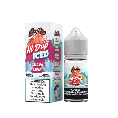Hi-Drip Salt Series E-Liquid | 30mL | 50mg | (Salt Nic) | Guava Lava Iced with packaging 