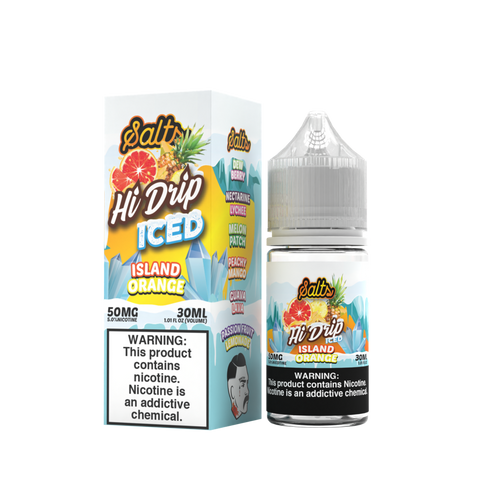Hi-Drip Salt Series E-Liquid | 30mL | 50mg | (Salt Nic) | Island Orange Iced with packaging 