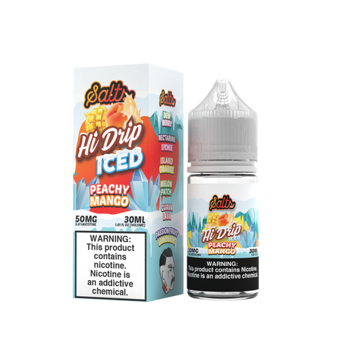 Hi-Drip Salt Series E-Liquid | 30mL | 50mg | (Salt Nic) | Peachy Mango  Iced with packaging