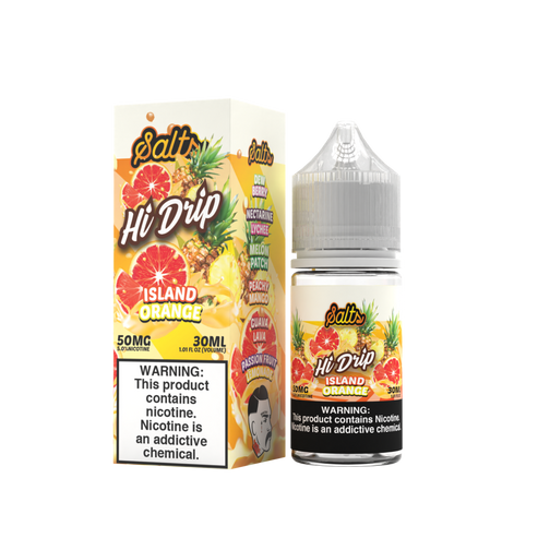 Hi-Drip Salt Series E-Liquid | 30mL | 50mg | (Salt Nic) | Island Orange with packaging