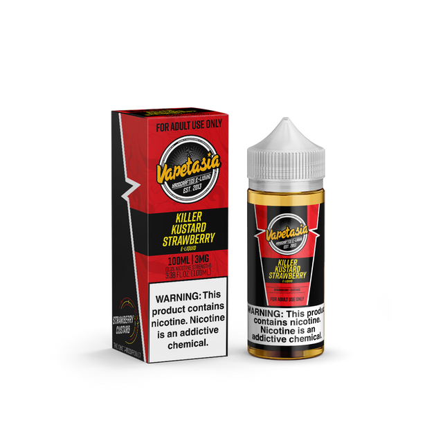 Vapetasia Series E-Liquid (Freebase) | 100mL | 3mg | Killer Kustard Strawberry with packaging