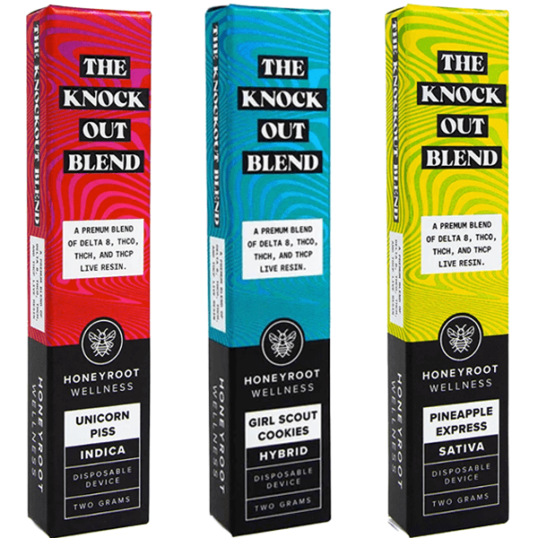 Honeyroot Knock Out Blend Disposable | 2-Gram Delta-8/ THC-O/ THC-H/ THC-P/ Live Resin
