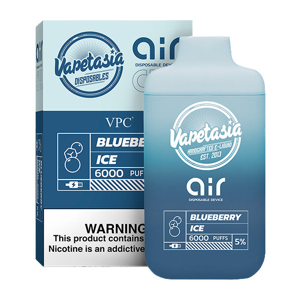 Vapetasia x Air Disposable | 6000 Puffs  | 11mL | 50mg | MOQ 10 | Blueberry Ice with Packaging