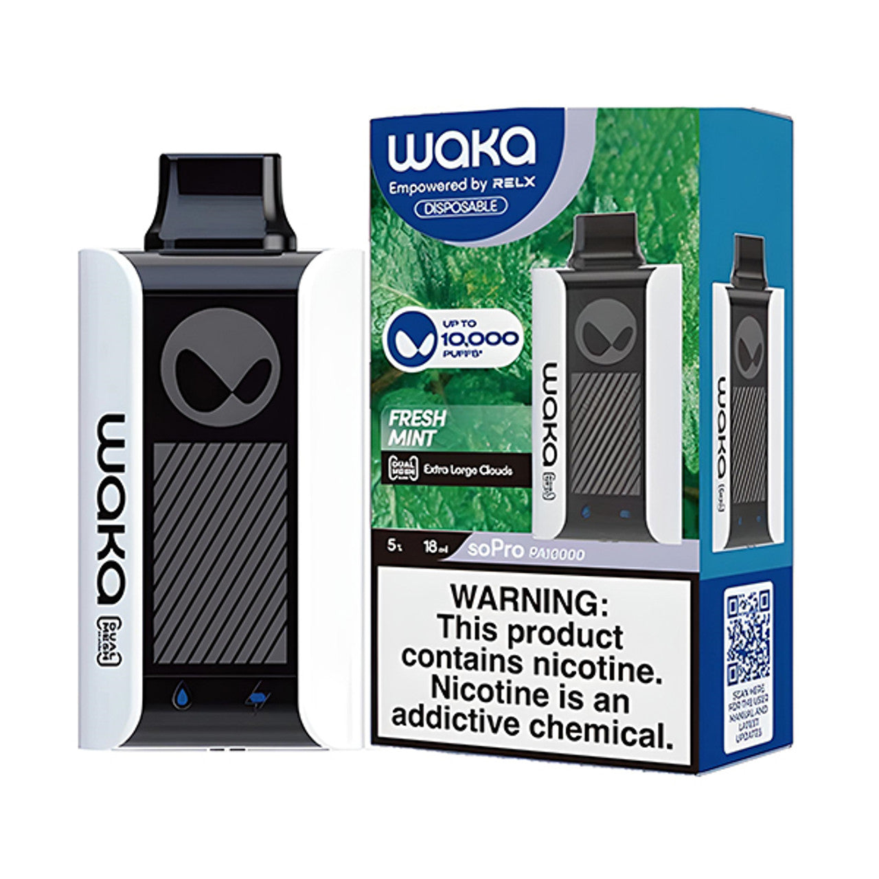 WAKA SoPro PA10000 Disposable | 10,000 Puffs | 18mL | 50mg | MOQ 10 | Fresh mint with Packaging