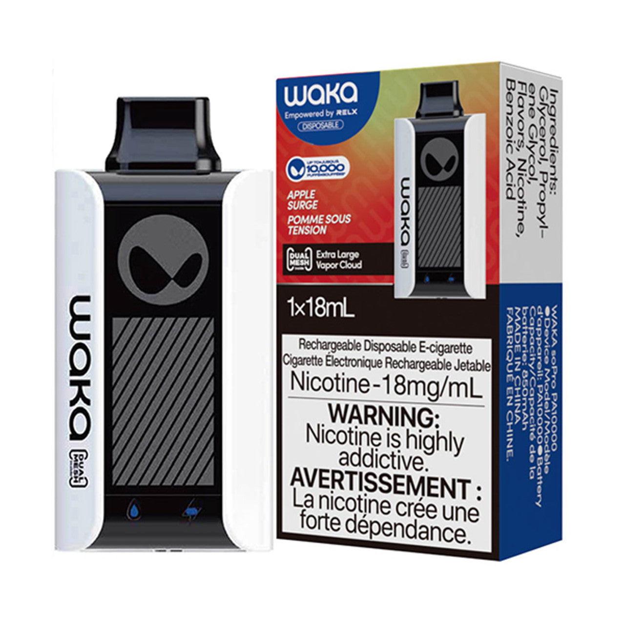 WAKA SoPro PA10000 Disposable | 10,000 Puffs | 18mL | 50mg | MOQ 10 | Apple Surge with Packaging