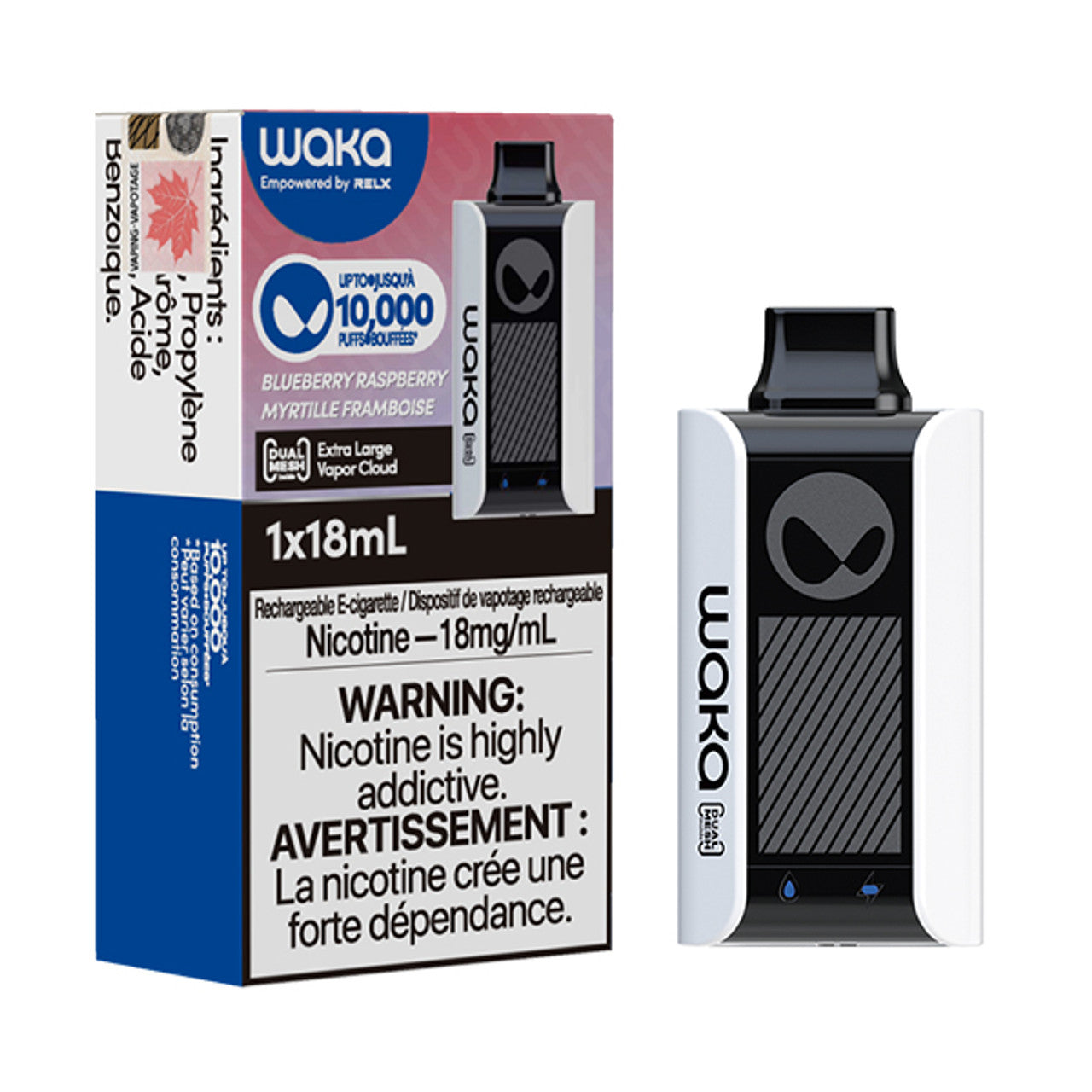 WAKA SoPro PA10000 Disposable | 10,000 Puffs | 18mL | 50mg | MOQ 10 | Blueberry Raspberry with Packaging