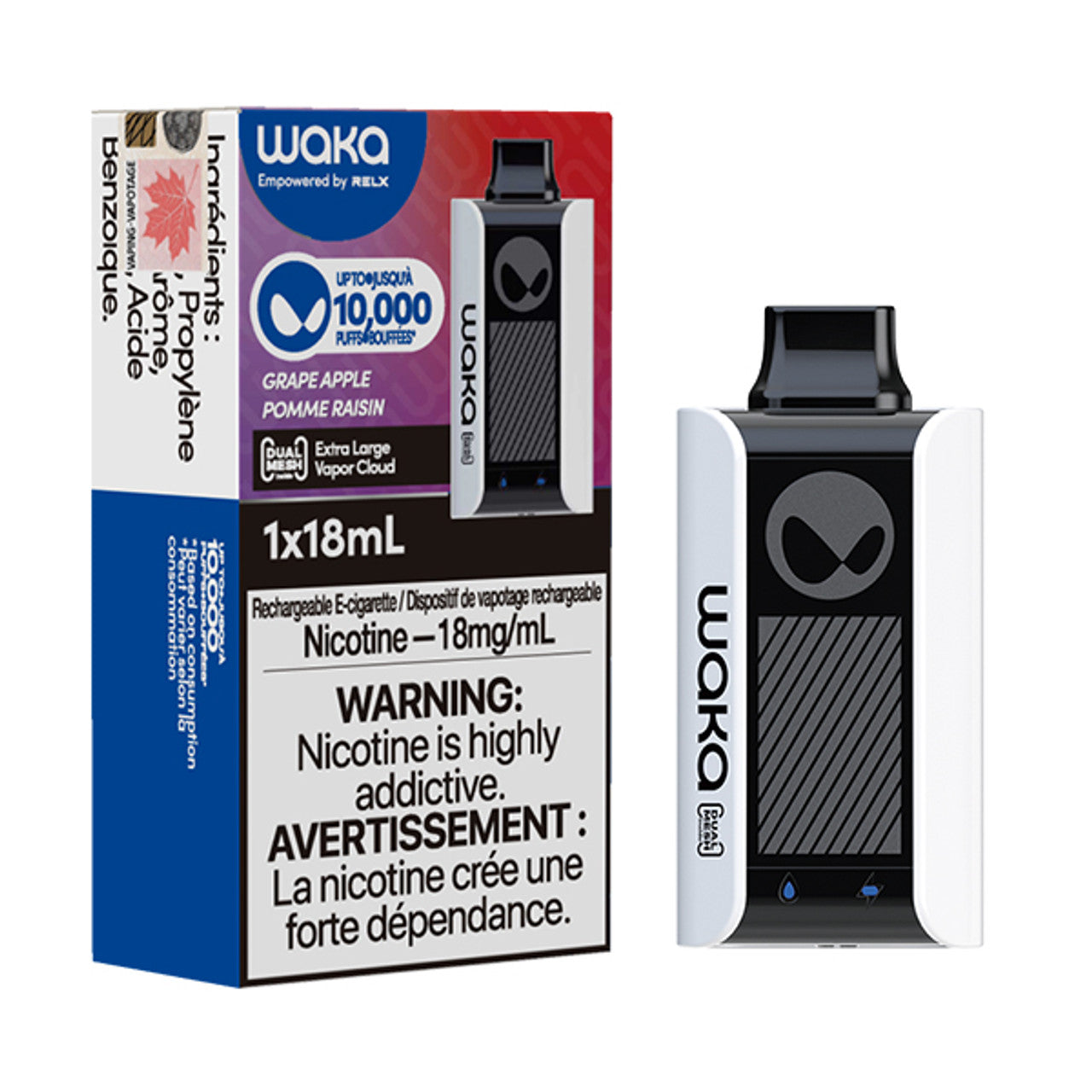 WAKA SoPro PA10000 Disposable | 10,000 Puffs | 18mL | 50mg | MOQ 10 | Grape Apple with Packaging