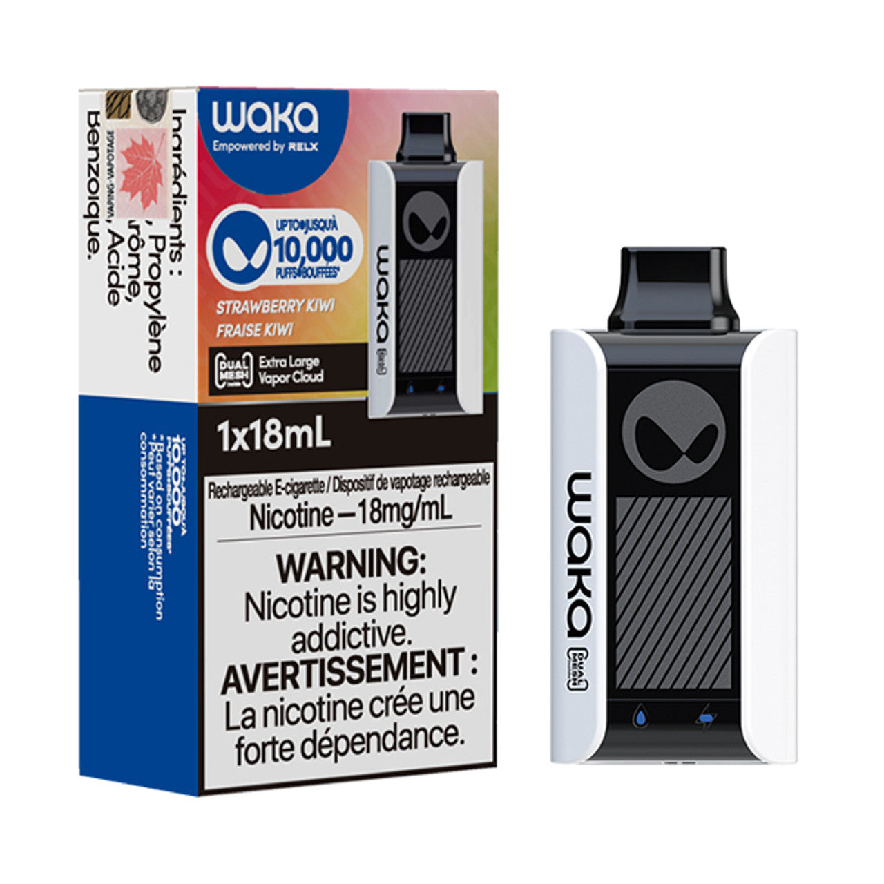 WAKA SoPro PA10000 Disposable | 10,000 Puffs | 18mL | 50mg | MOQ 10 | Strawberry Kiwi with Packaging