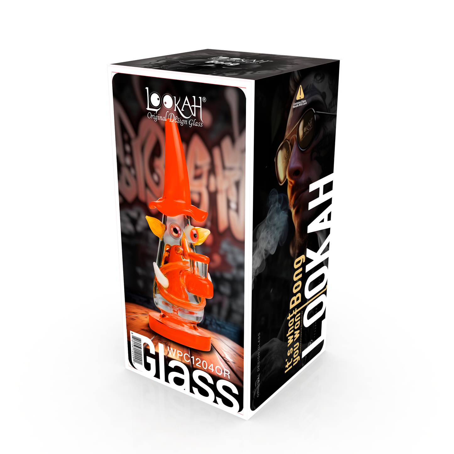 Lookah 9″ Mini Wizard Glass Dab Rig (WPC1204) - Orange packaging