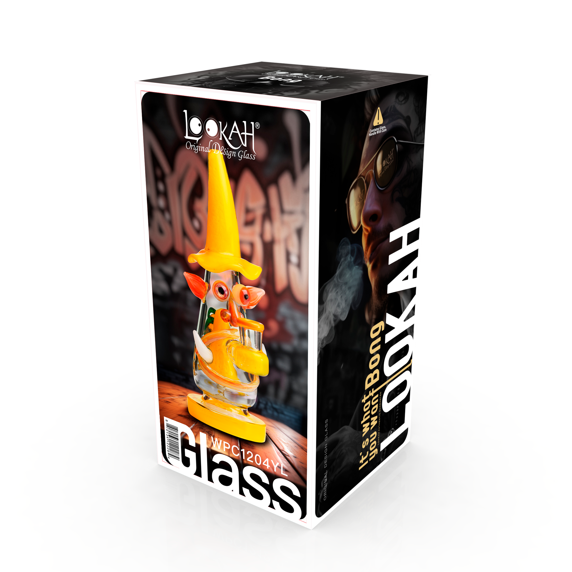 Lookah 9″ Mini Wizard Glass Dab Rig (WPC1204) - Yellow packaging